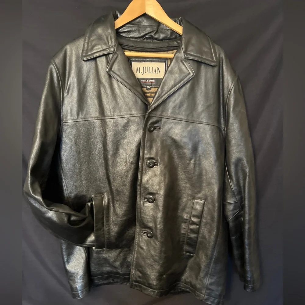 WILSONS LEATHER M.JULIAN ブラック レザー XL Wilsons Leather M Julian Black Leather Jacket Zip-Up Y2K Men's